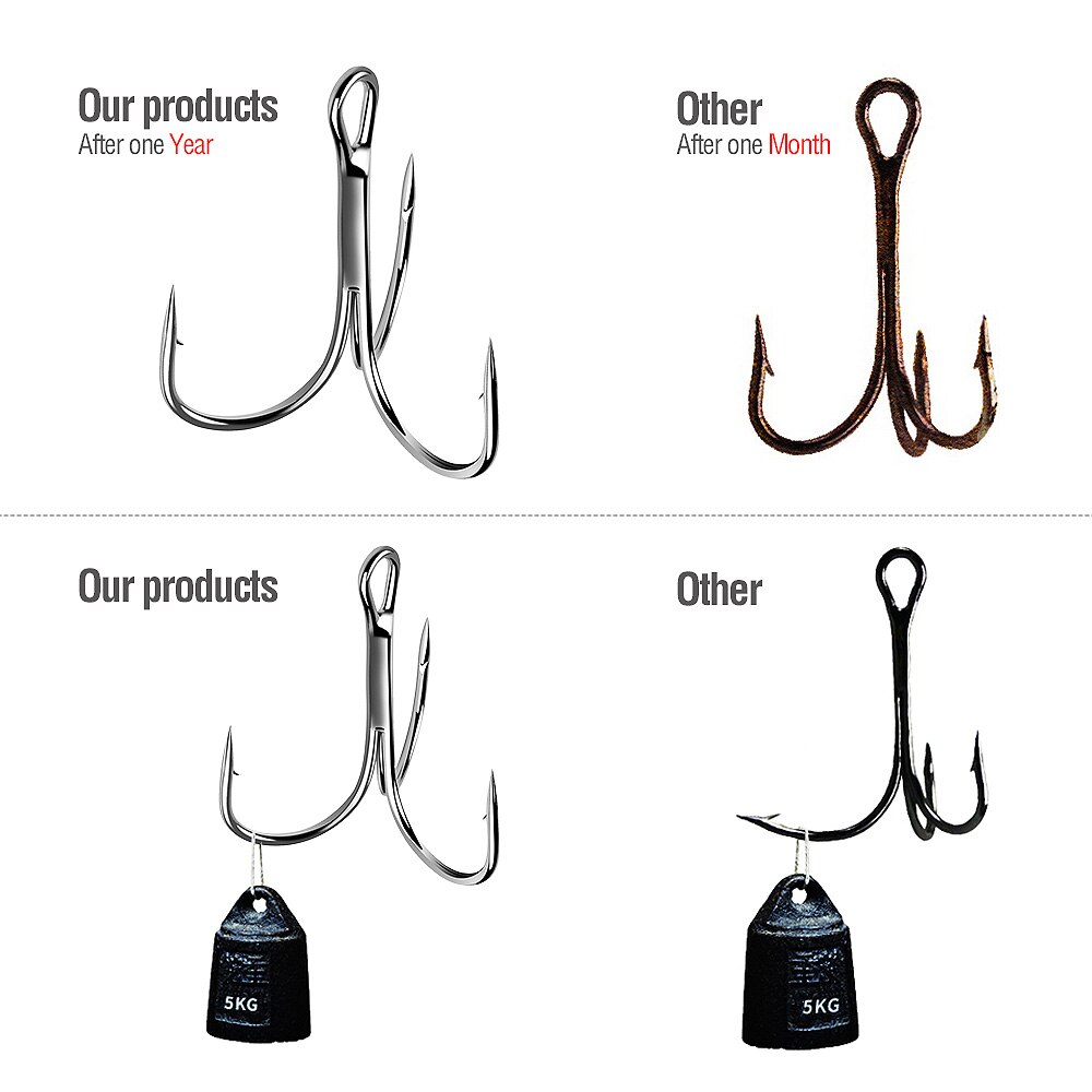 DONQL 20pcs/Box Treble Fishing Hooks Carbon Steel Barbed Fishhooks Set Triple Hooks Sea Fishing Tackle Accessories For Lures