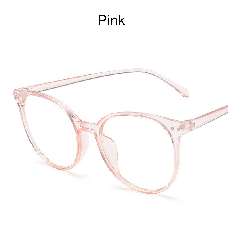 Montura de gafas redondas para hombre y mujer, monturas para gafas con remache de luz azul para miopía, gafas transparentes para ordenador: Pink