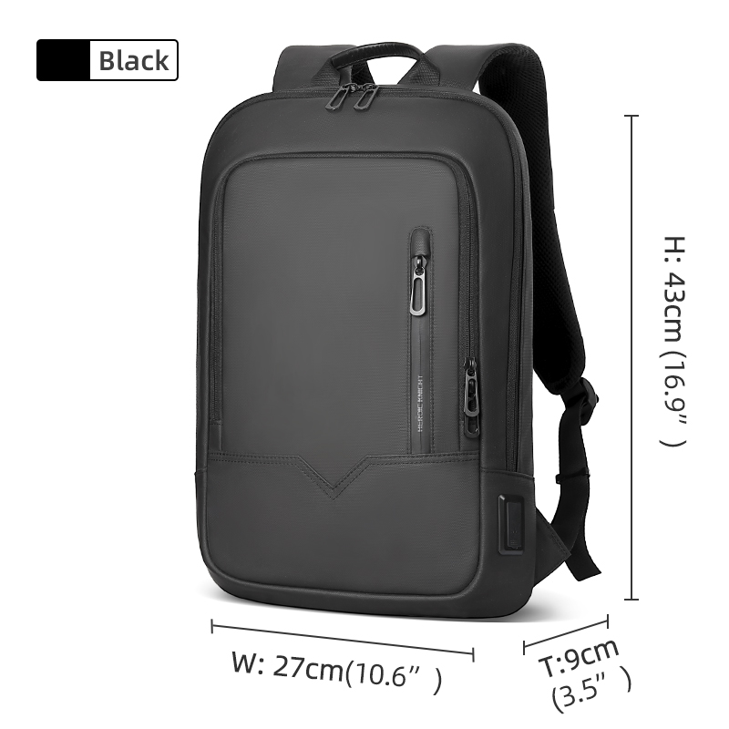 Heróico cavaleiro masculino mochila de negócios fino à prova dwaterproof água 14 "bolsa para portátil leve faculdade mochila moda feminina preto: Preto