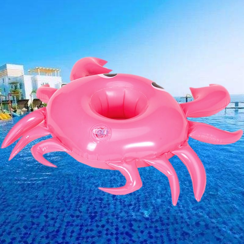 Kids Children Beach Water Toy Crab Cup Holder Drink Bottle Phone Seat Floating Inflatable Coaster