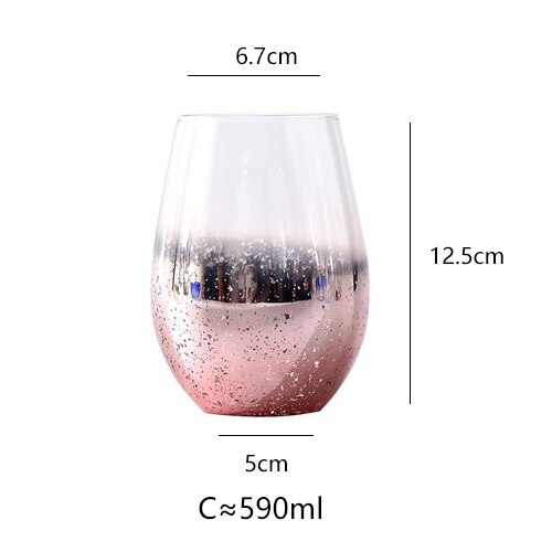 Vaso redondo de estilo nórdico para café, leche, vino, para el hogar, Té estable, sin plomo, pequeño cielo estrellado fresco de 530ml: Pink