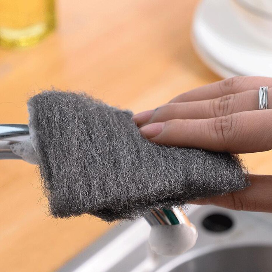 KHGDNOR Steel Wire Wool Household Cleaning Brush Polishing Cleaning Remover Kitchen Cleaner Sponge