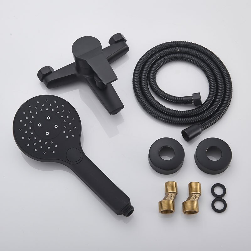 Matte Black Bathroom Shower Faucets Wall Mount Bathtub Faucet Cold Water Mixer Tap Mixer Control Valve With Handheld Shower