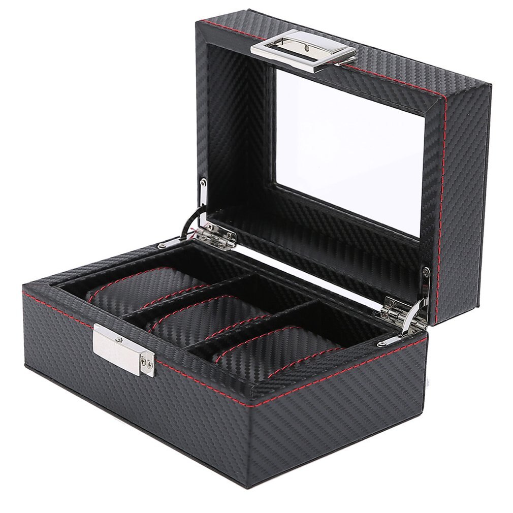 Leather/Wood Ring Necklace Jewelry Storage Organizer Container Casket Display Grids Watch Box Winder Classic Packaging Holder#2: WT5001100