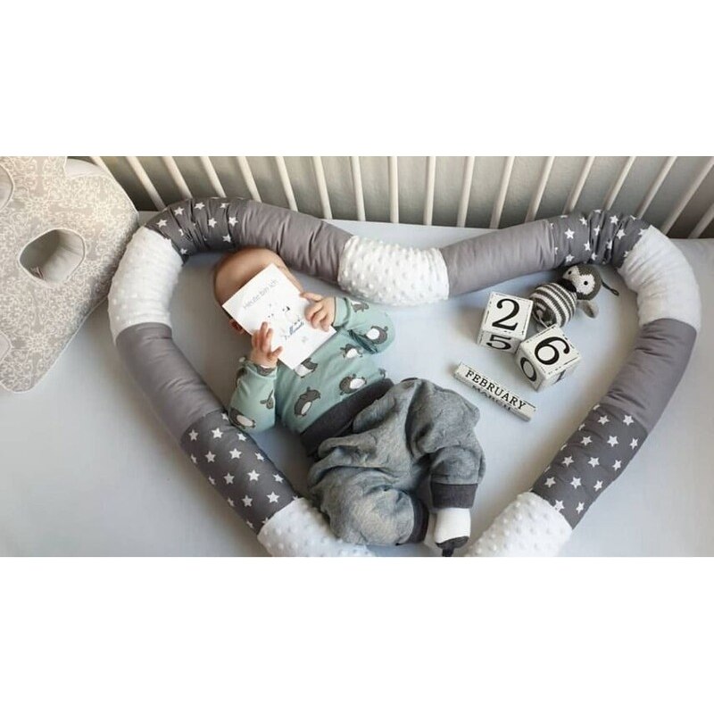 Baby Bed Bumper for Crib Newborn Nodic Thick Soft Crib Protector Cotton Patchwork Cot Cushion Kid Infant Sleep Safe Room Decor