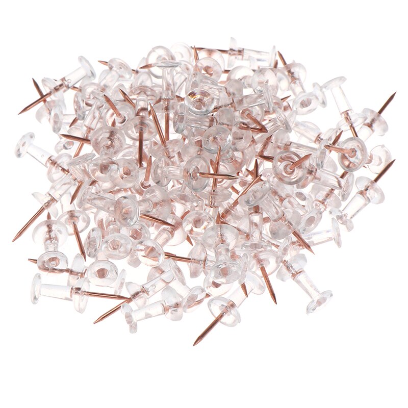 100Pcs Transparant Rose Gold Push Pins Thumb Punaise Board Pins Tekening Foto Muur Studs Kantoor Schoolbenodigdheden