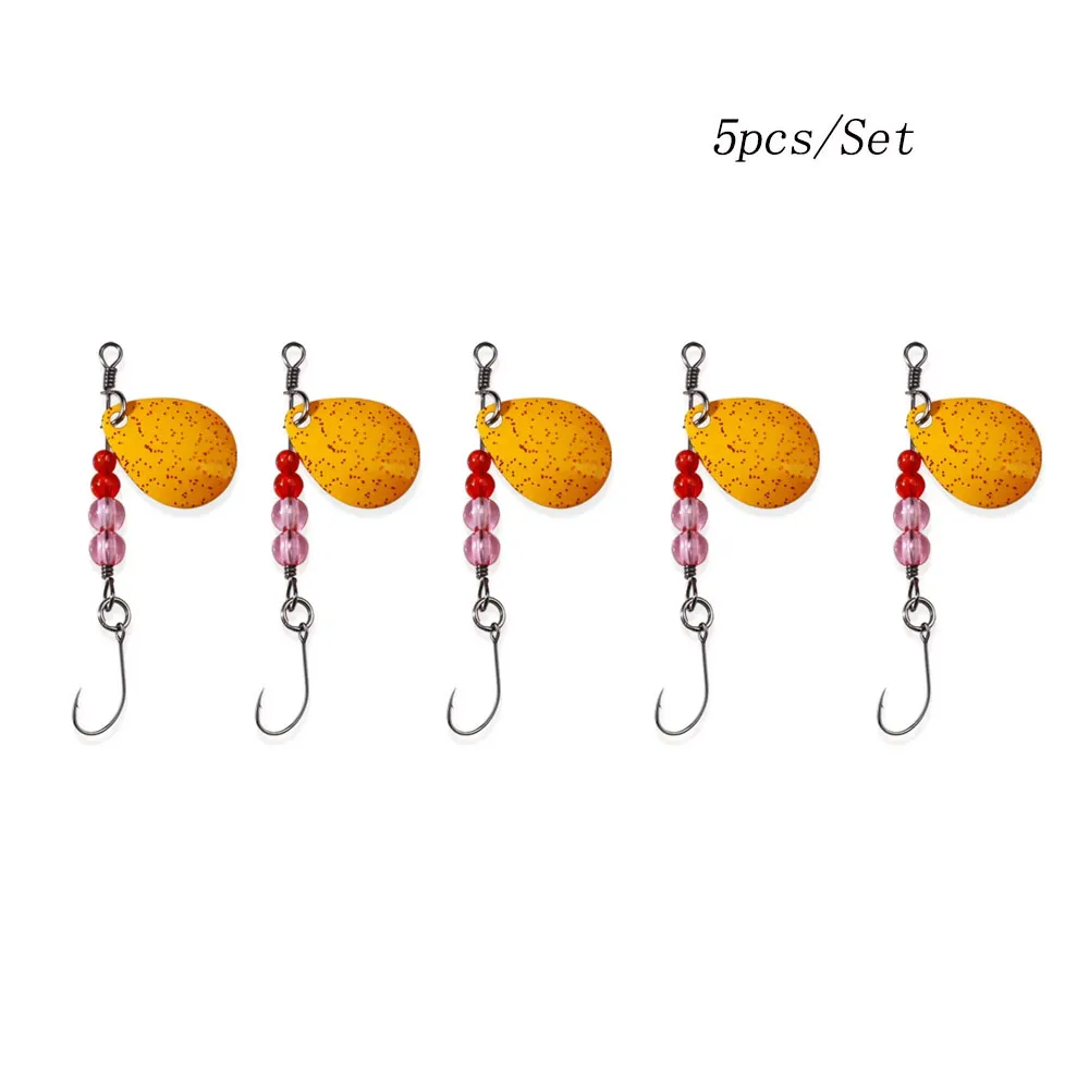 5 teile/satz Löffel Köder Set Angeln Metall Köder Für See Meer Karpfen Bass Wobbler Kleine Mini Spinner Forelle Jig Harte box Kit Zubehör: YELLOW