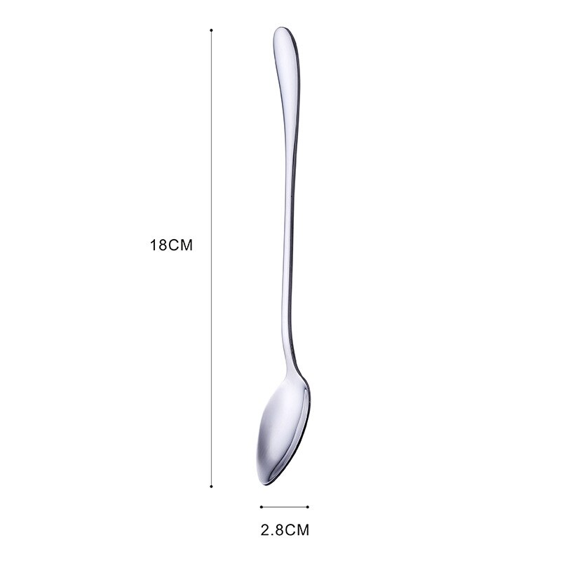 Colorful stainless steel dinner spoons, metal laddle long handle soup spoon, cooking, kitchen table spoon, soup scoop, dinner: Plain oval