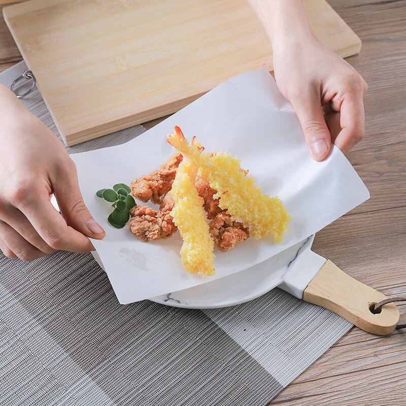 Papier absorbant l'huile alimentaire, 50 pièces, feuille de papier Tempura japonais, papier de cuisine absorbant l'huile pour Sandwich, papier d'emballage alimentaire frit