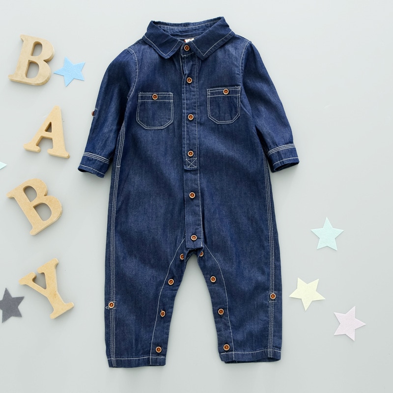 Kids Meisjes Jongens Denim Overalls Baby Dikke Lange Mouwen Single-Breasted Zijzakken Casual Denim Jumpsuit Kinderen Kleding 1-6T