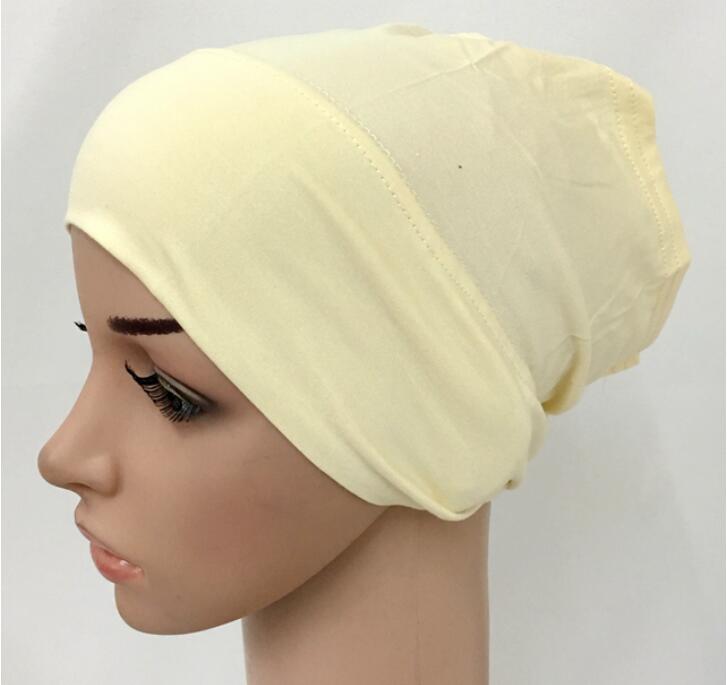 Zachte Modal Inner Hijab Caps Moslim Stretch Tulband Cap Islamitische Underscarf Motorkap Hoed Vrouwelijke Hoofdband Tube Cap Turbante Mujer: Beige