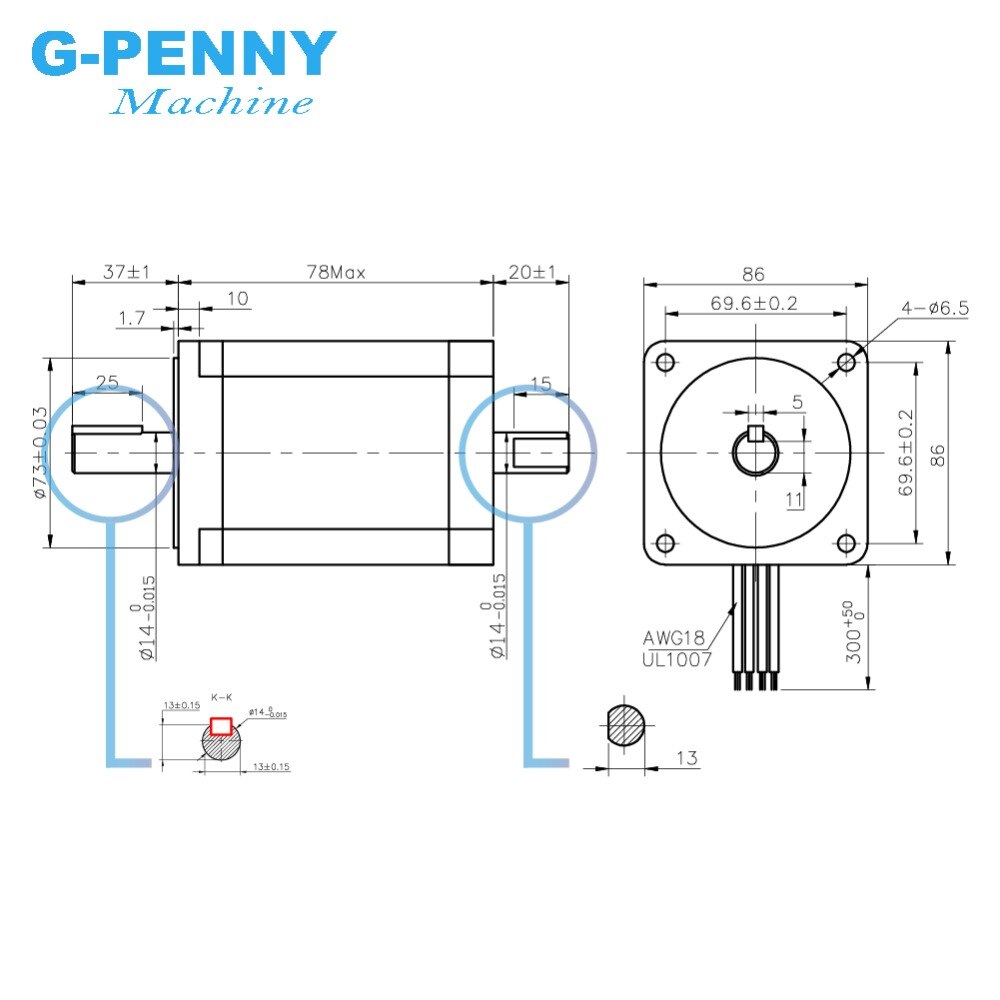 Moteur pas à pas NEMA 34 CNC, 86x80mm, double arbre, 5a, 4,6 nm D = 14mm, 1.8 degrés Machine à bois CNC