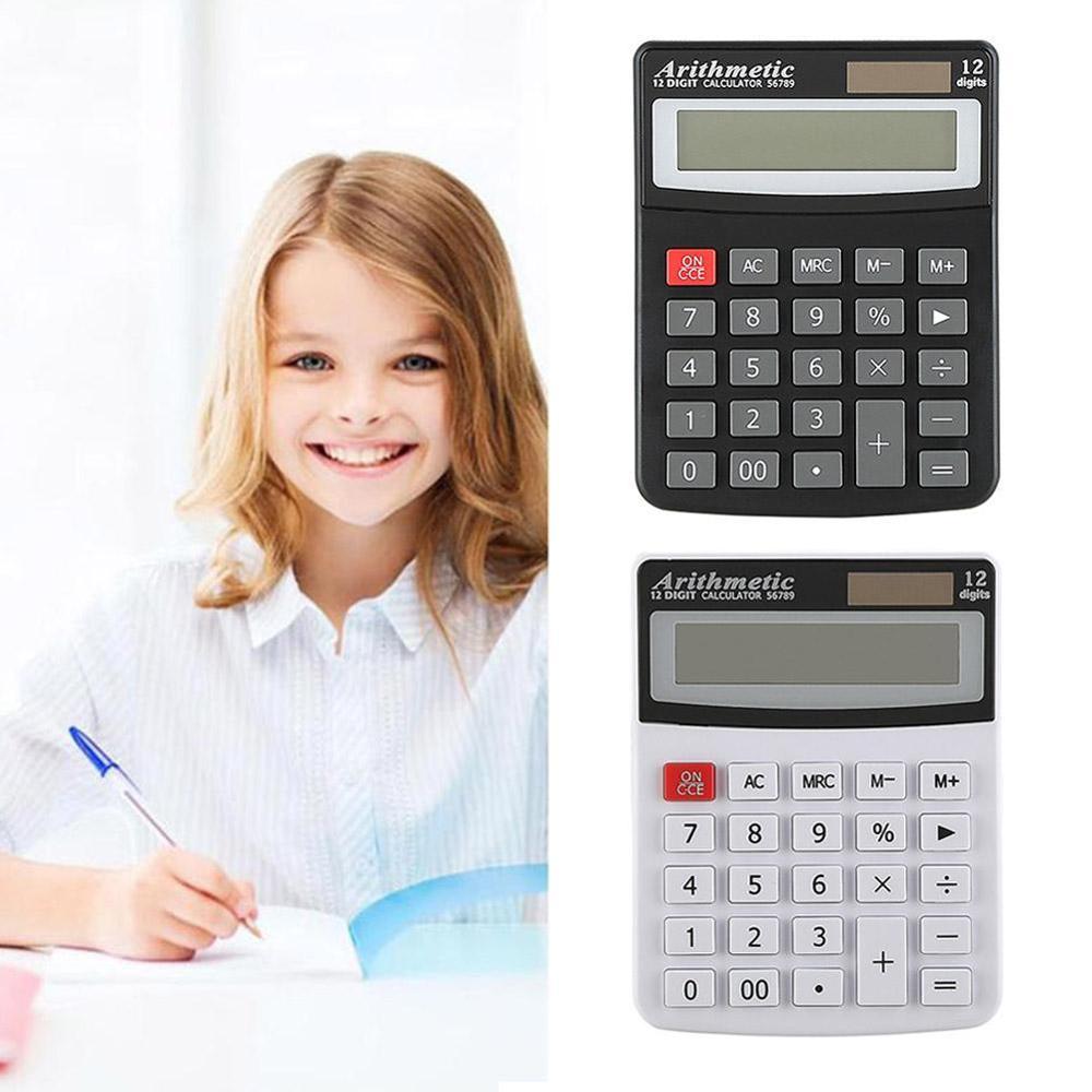 Solar Calculator 12 Digit Large Screen Calculator Financial Accounting Portable Office Home Stationery Dual Power Supply