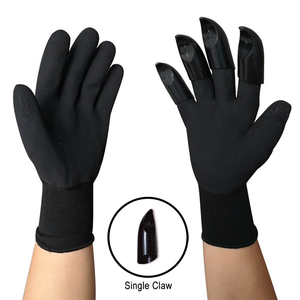 Guantes de jardín con garras de plástico ABS, manoplas de goma duraderas e impermeables para jardinería y jardín al aire libre: Black 4 Single Claw