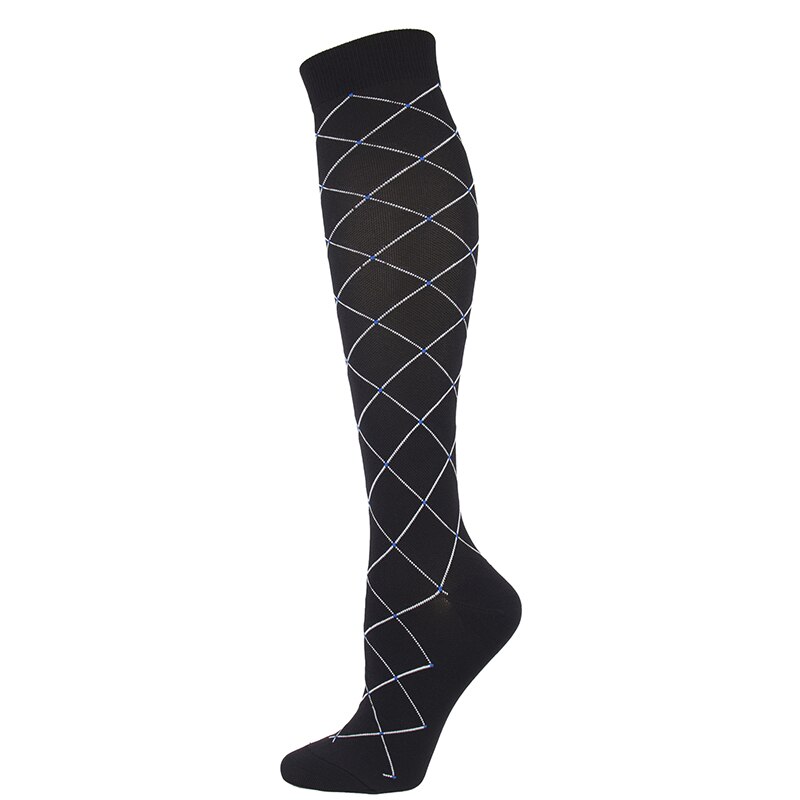 Compression Stockings Unisex Black Series Dot Striped Star Square Shaped Elastic Outdoor Prevent Varicose Veins Reduce Fatigue: Diamond / L  XL