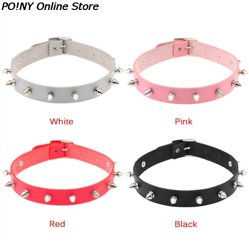 Newest Unisex Chic Punk Rock Gothic for Women/Men Leather Spike Rivet Stud Collar Choker Necklace Statement Jewelry