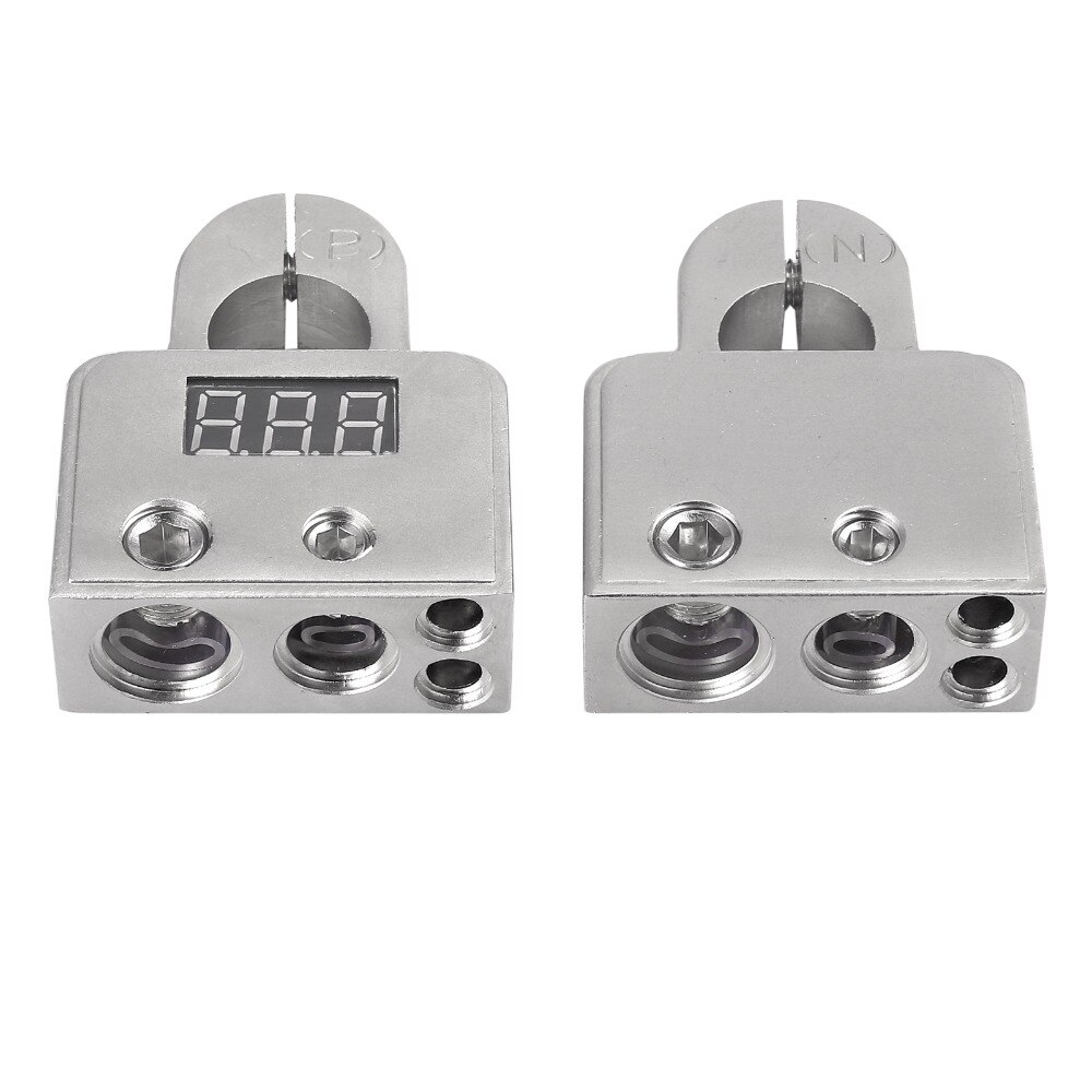Car Battery Terminal Connectors Strong Versatility DC12V-24V Voltmeter 0 4 8 Gauge AWG Positive Negative Battery Clamp W/ Shims