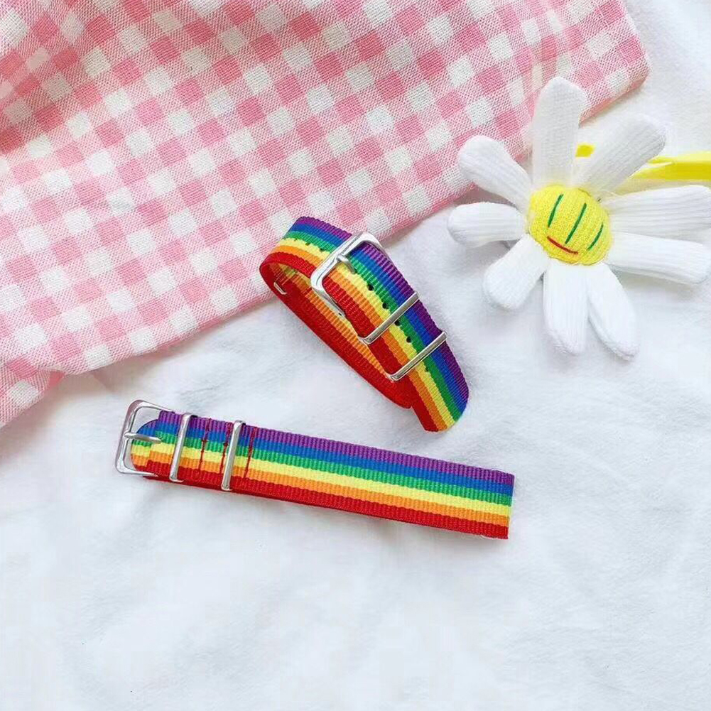 Rainbow Watch Band Nylon Rainbow Bracelet Couple Men Women Couple Friendship Ribbon Collar Punk Jewelry Party: Default Title