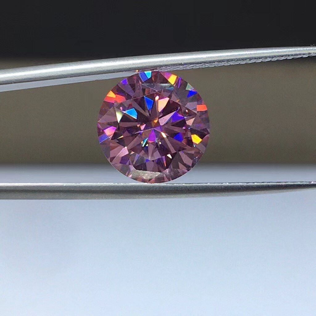 Lila mossan, 1 karat, farbe d, 6.5 mm runde, brillant geschliffene, verlieren mossan-diamanten, vvs 1, exzellente schliffqualität, labortest positiv.