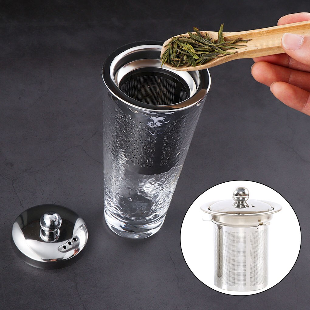Infusor de té, tetera, filtro de té, tetera, colador de té de hojas sueltas, filtro de malla fina, filtro de té con tapa de acero inoxidable