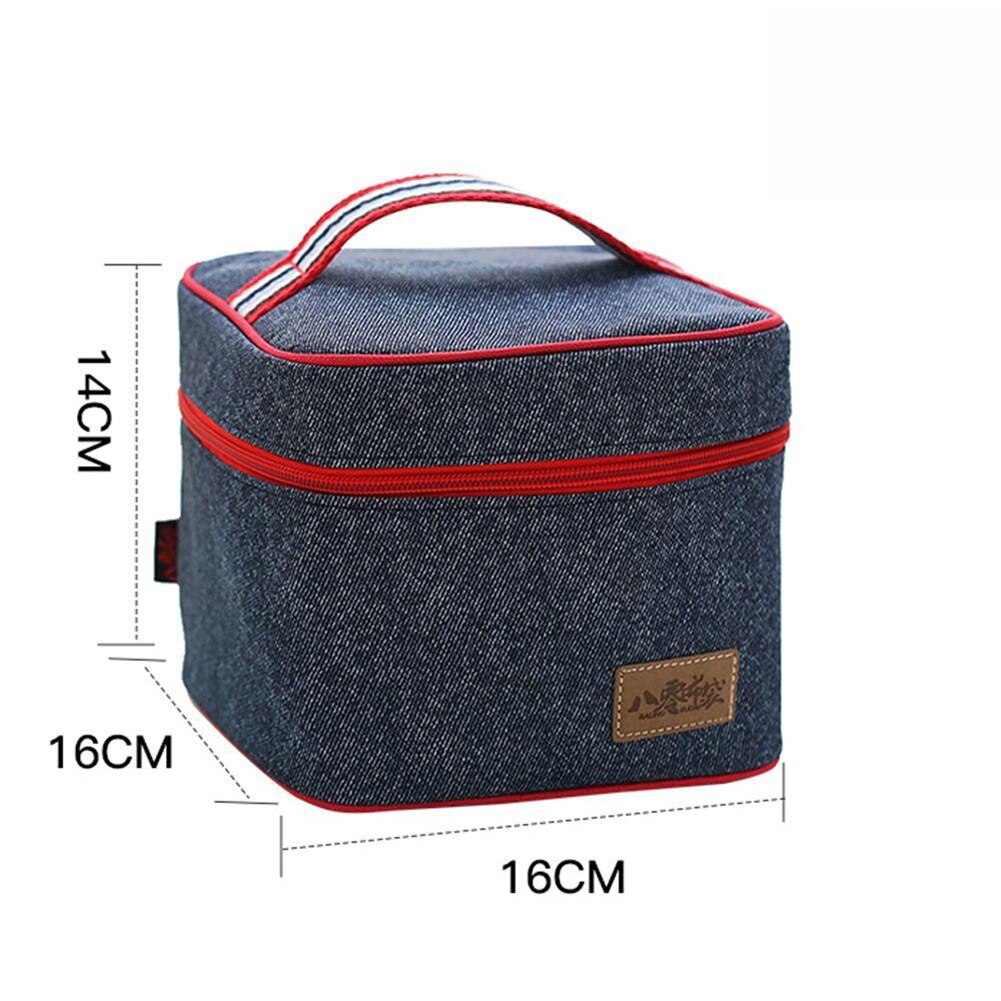 Portable Tote Heat Insulated Lunch Storage Cooler Food Box Denim Thermal Bag Portable Heat-insulated Cooler Lunch Box Tote: 8