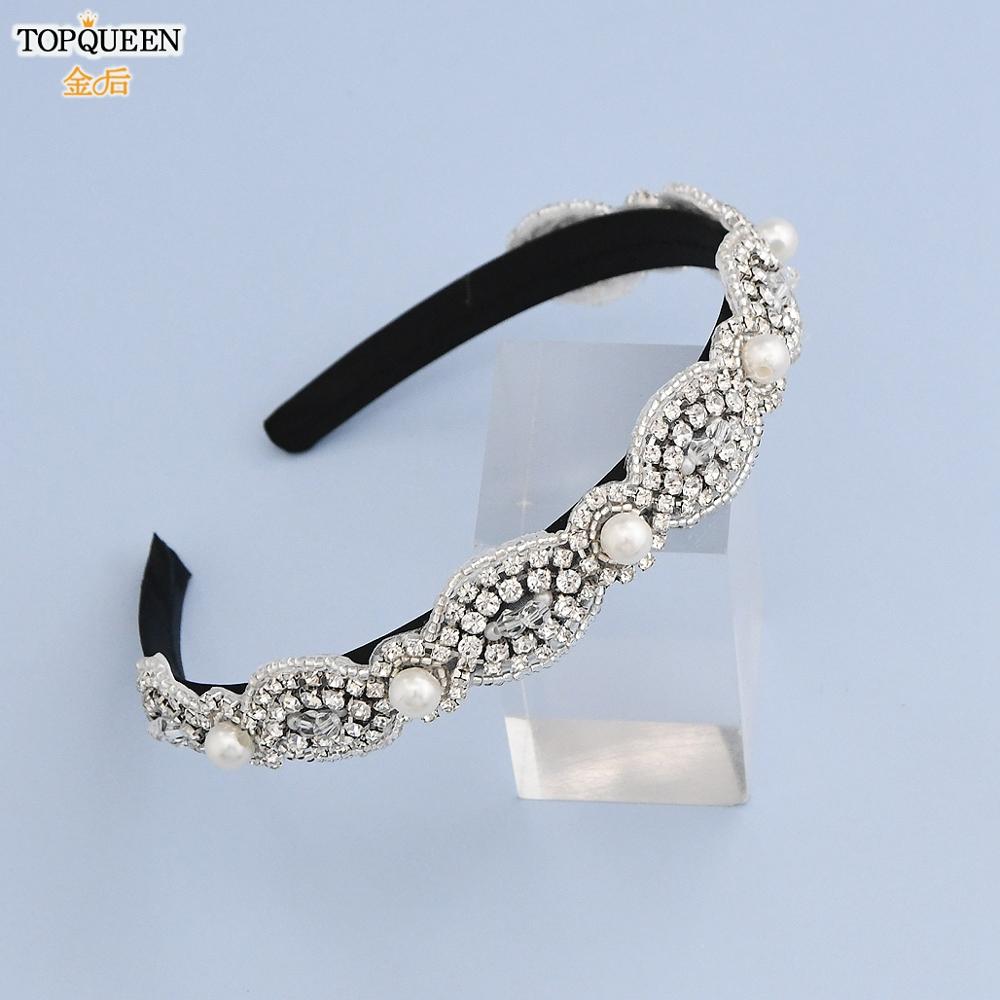 TOPQUEEN S387-FG Luxus Strass Hochzeit Stirnband Stunning Kristall Haar Schmuck Braut Haar Tiara Barock Stirnbänder Headwear
