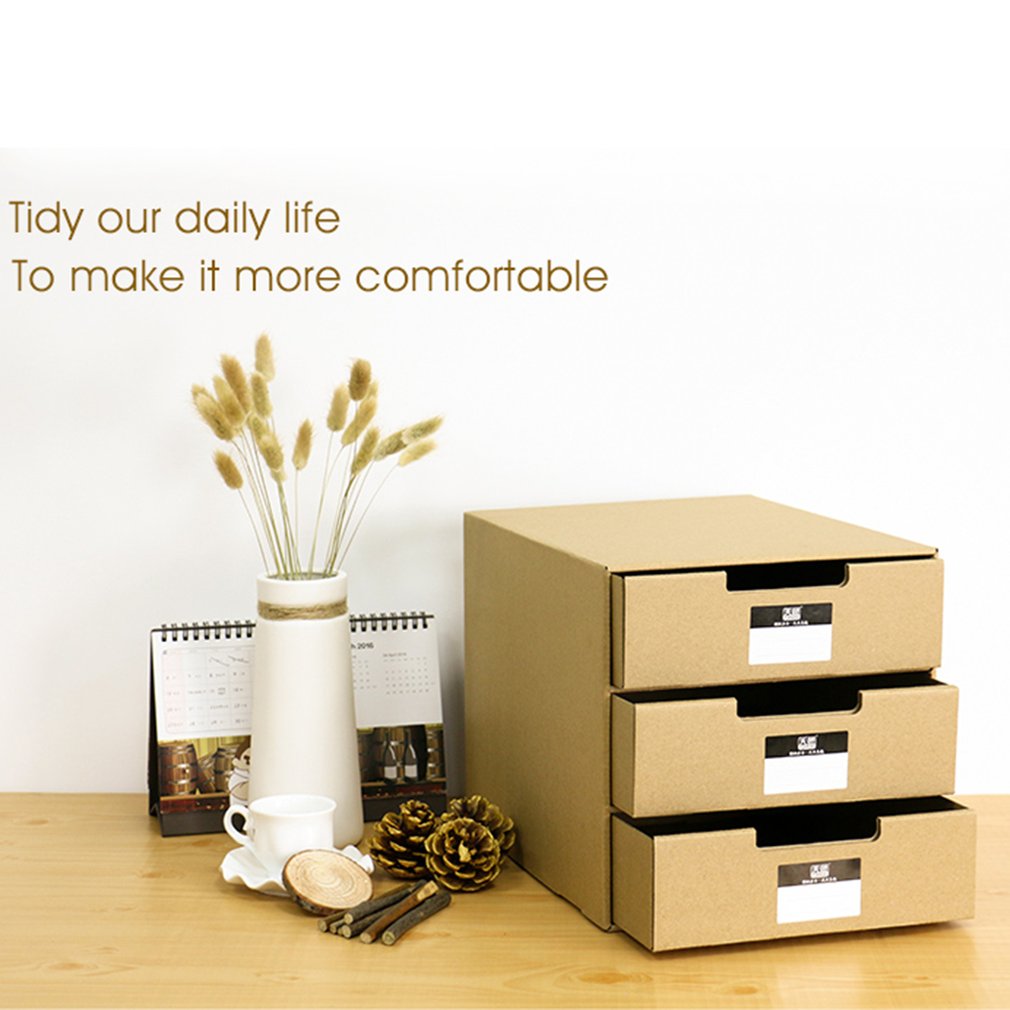 TIANSE TS-1503 Multi-Layers Kraft Paper Files Documents Cabinet DIY Home Office Organizer Documents Container Box