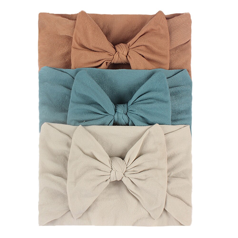 3 st babypannband härliga bowknot newborn pannband baby flicka elastiska hårband spädbarn småbarn baby håraccessoarer: B