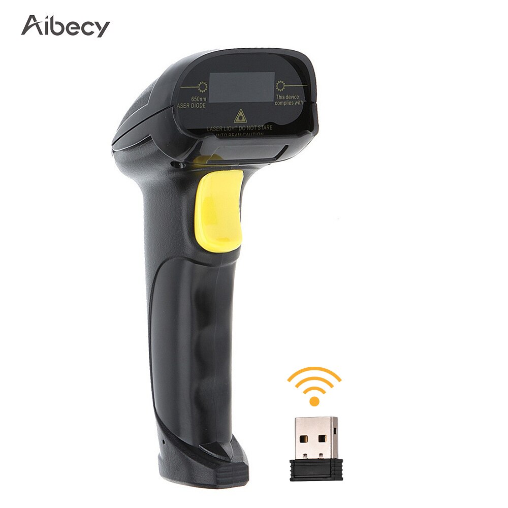 Aibecy 2-in-1 2.4G Wireless Barcode Scanner & USB Wired Barcode Scanner Automatic Handheld 1D Bar Code Scanner Reader