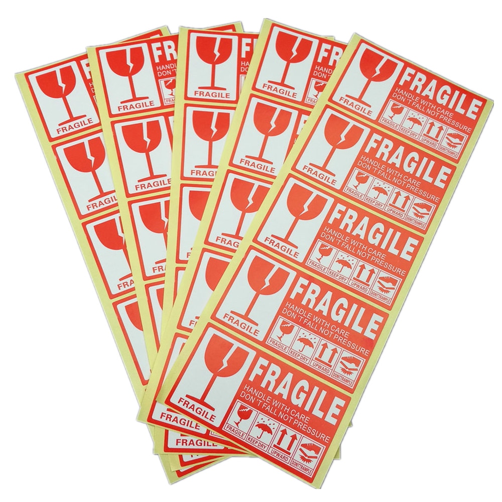 Fragile Warning Label Sticker 100pcs/lot 9x5cm Fragile Sticker Up and Handle With Care Keep Dry Express Label