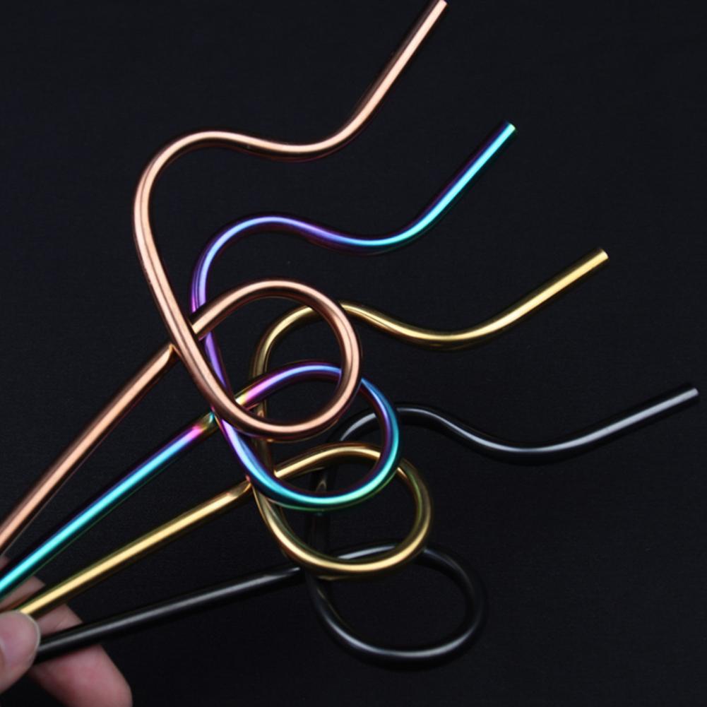 Drinking Straw Food Grade Rust-proof Stainless Steel Unique Shaped Polishing Surface Eco-friendly Metal Coffee Straws for Home