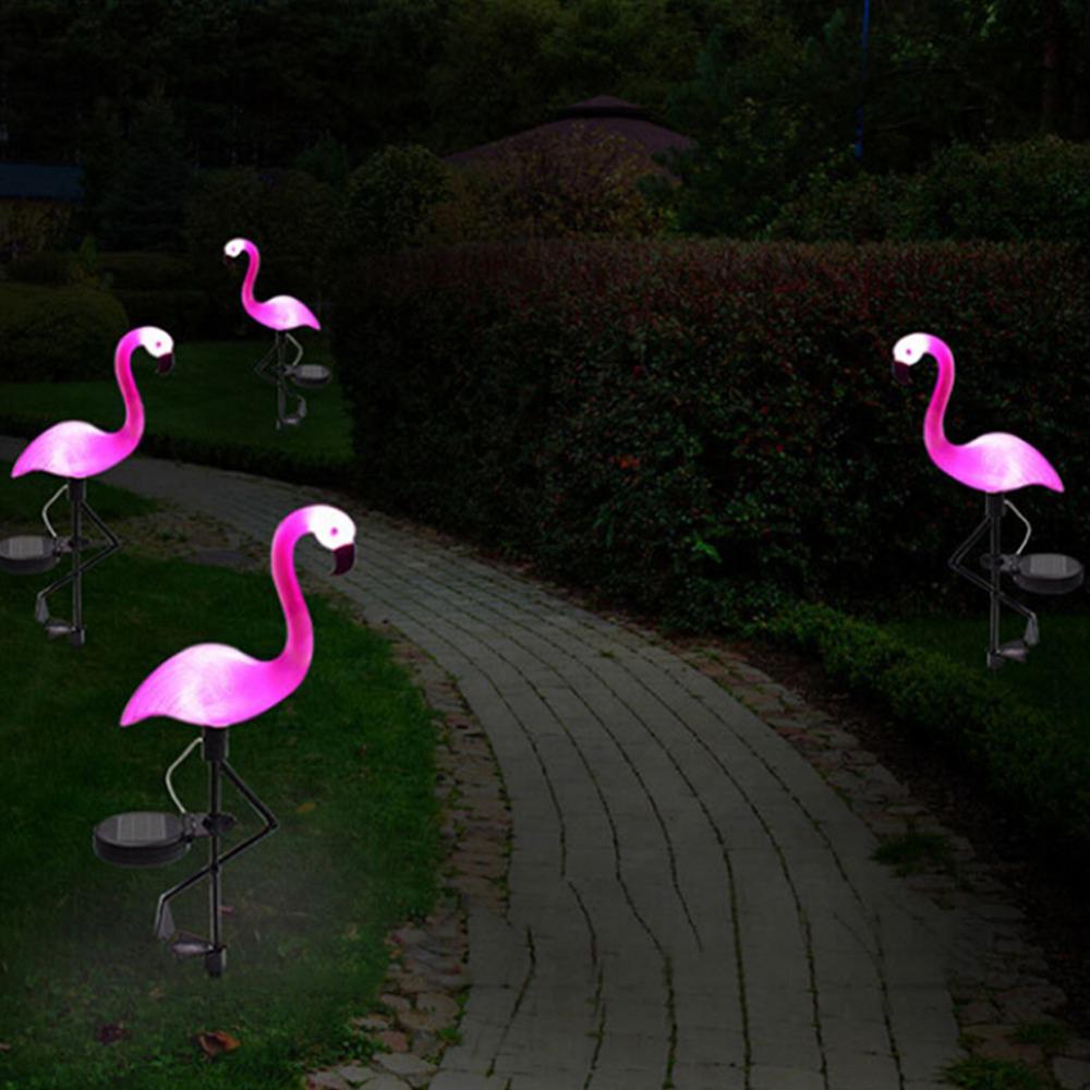 Solar flamingo pæl lys lanterne sol drevet gang lys vandtæt udendørs sol lys plæne gård lampe til haven terrasse