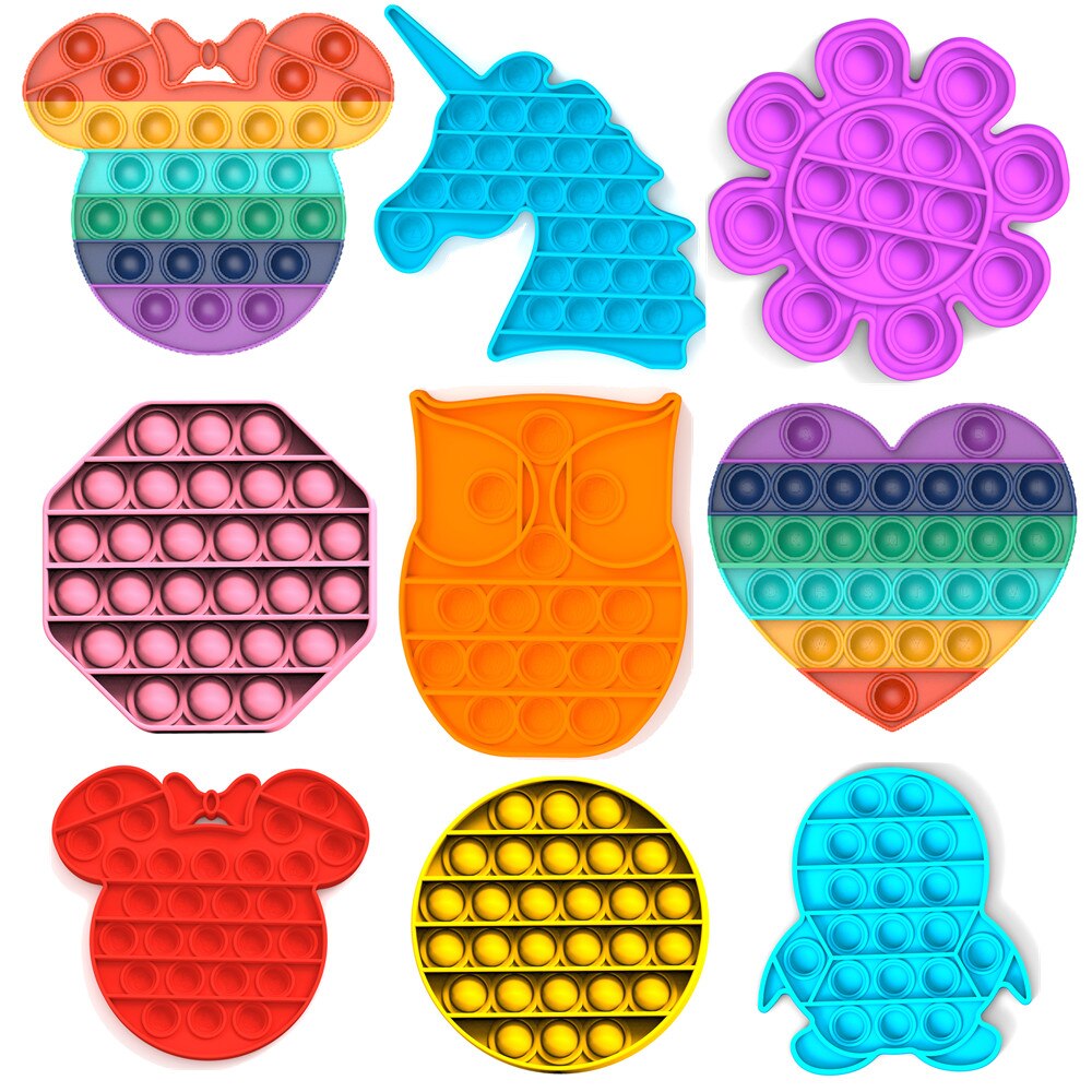 5Pcs/Lot Push Bubble Fidget Sensory Pop It Special Needs Stress Reliever Figet Toys Popit Stress Soft Squeeze Toy