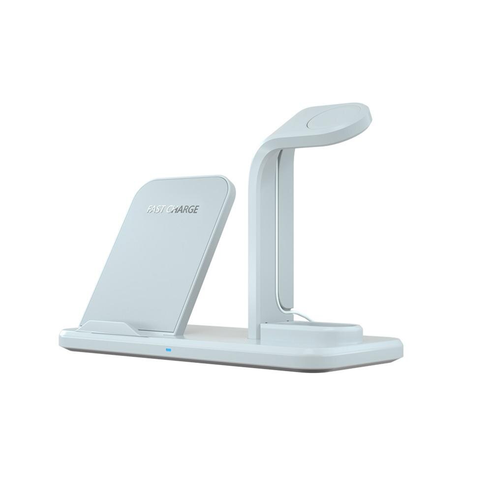 3- i -1 trådløs opladerstander til airpods pro apple watch ladedockingstation til apple watch series 5/4/3/2 iphone 11 x xs  xr 8: Hvid