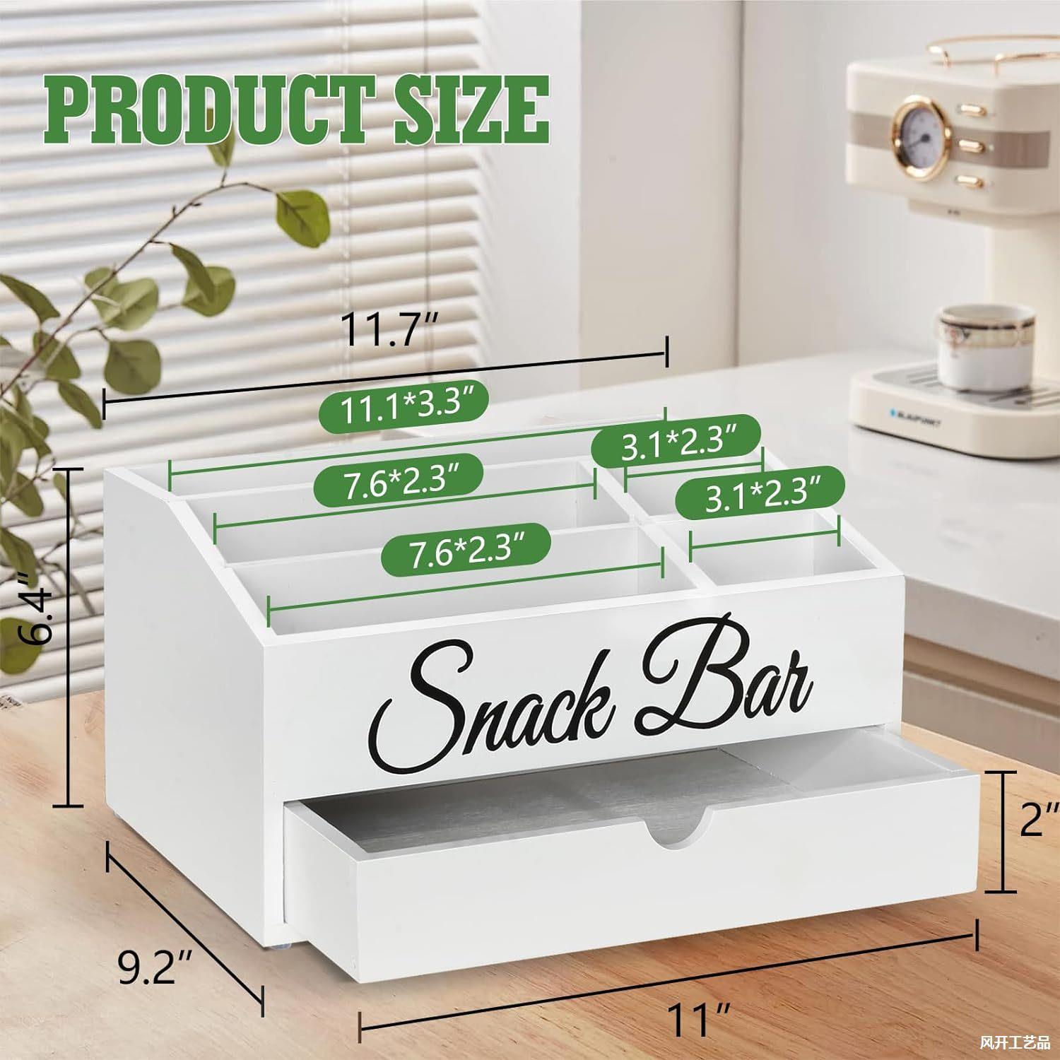 Wood Rustic Coffee Bar Organizer Countertop Wooden Coffee Bar With Drawer Kitchen Cabinet Pantry Organizer and Bins for Snacks