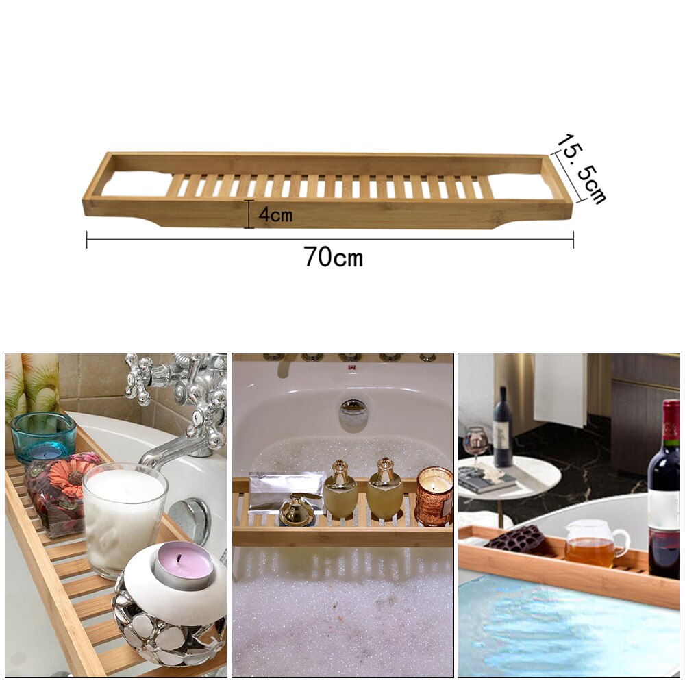 Bamboo Bathtub Tray Nonslip Bath Tray Spa Bathtub Book Wine Tablet Holder Reading Rack Bathtub Bathroom