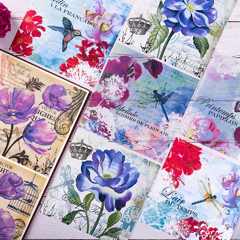 12 Stks/set Vintage Bloemen Velijn Papier Patroon Pack Voor Scrapbooking Gelukkig Planner Kaart Maken Junk Journal Project: F