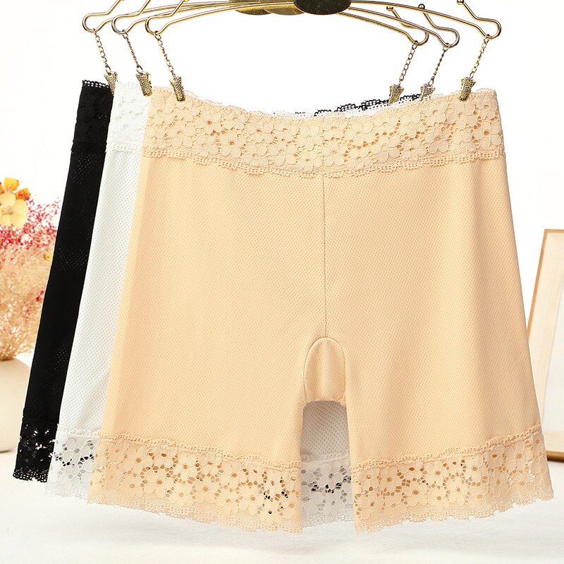 Pantalones cortos de seguridad para mujer, ropa interior antirozaduras de alta elasticidad, bragas sin costuras de encaje de talla grande, ropa interior transpirable