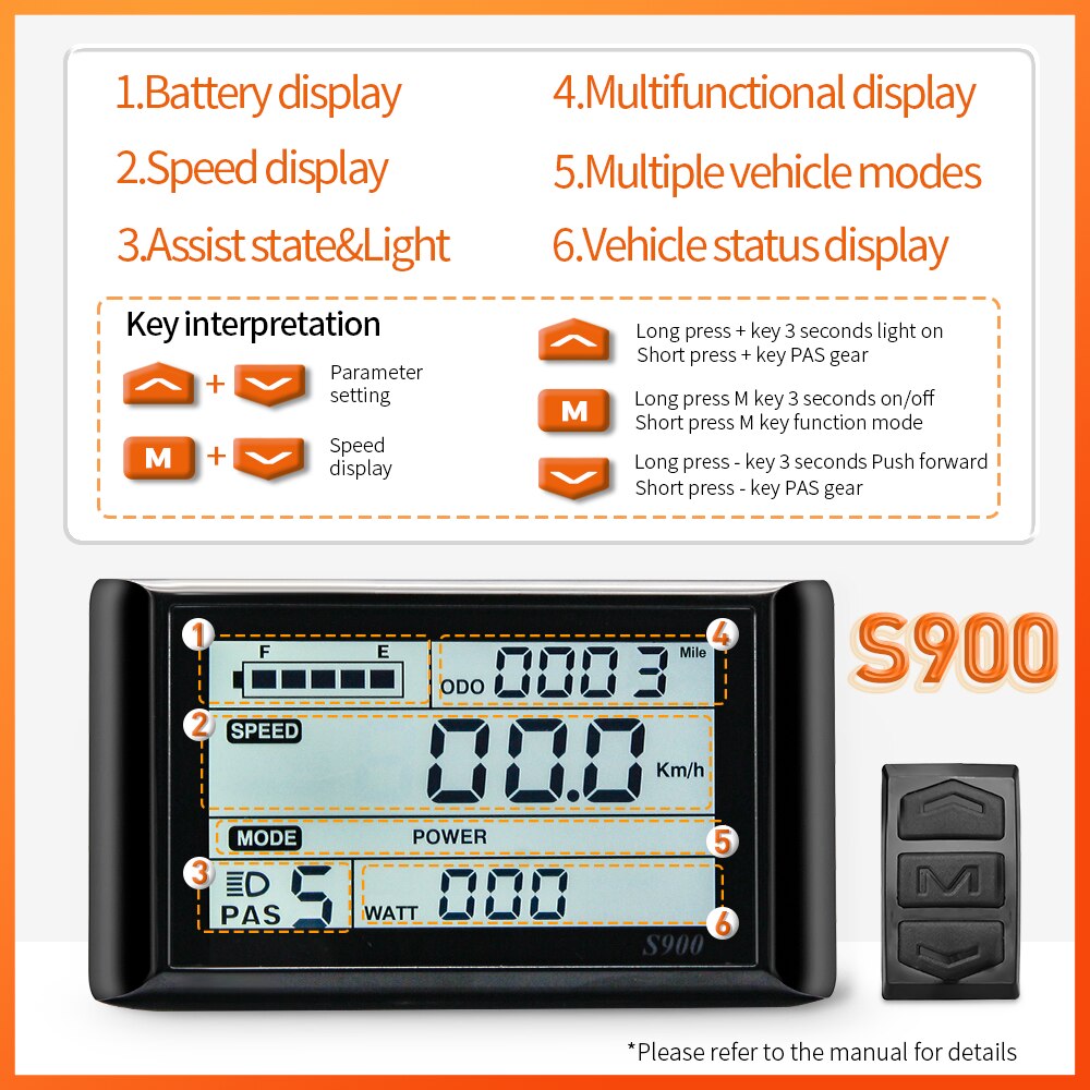 Ebike 250W 500W Controller and LCD Display 36V 48V LCD866 LCDGD01 LCDS900 Electric Bicycle Bike Display Controller