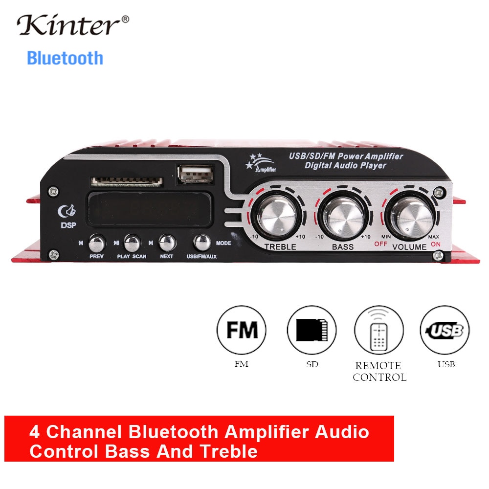 kinter MA-500 Sound Amplifiers Audio 4 Channel For Speaker Hifi Stereo With SD USB Bluetooth FM Radio Control Bass Trelbe Volume