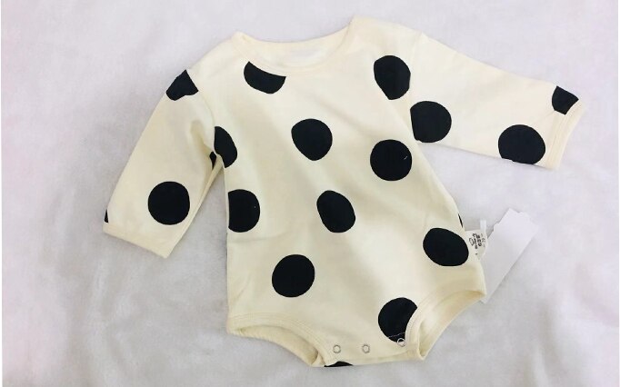 Koodykids Frühling Baby Mädchen Jungen Vintage Polka Dot Bodys Kleinkind Langarm Overall Mädchen Kleidung Baumwolle Kleidung Herbst: beige dot / 6m