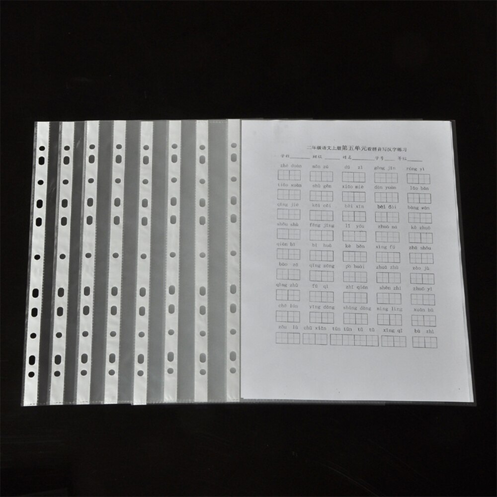 100Pcs A4 Plastic Map Mappen Filing Losbladige Documenten Vel Protectors Transparante Map Tas Briefpapier