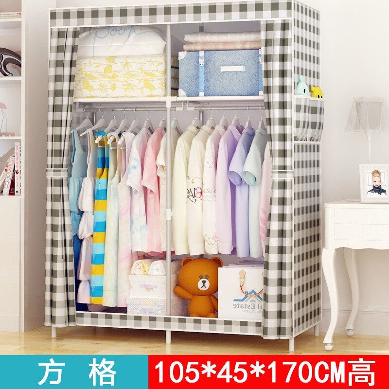 Bedroom Furniture Portable Closet Household Fabric Folding Cloth Storage Assembly Combination Wardrobe Dress Rack: F