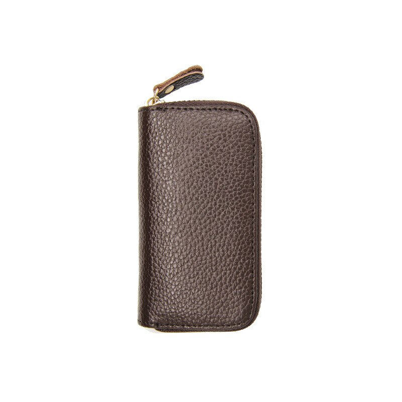 Cartera para llaves de cuero Pu a la de , organizador de negocios, funda para ama de llaves, llaveros, carteras para hombre y mujer, bolsa para llaves de coche de bolsillo: deep brown