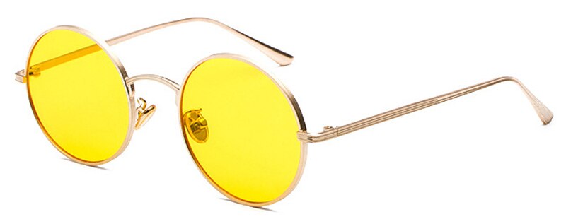 Kachawoo frauen sonnenbrille mit verrotten linsen runde metall rahmen Jahrgang retro brille sonne für männer unisex geburtstag: Gold mit Gelb