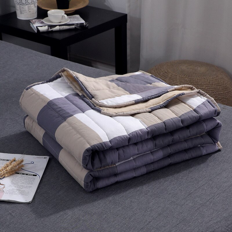 Vasket bomuld utrykt plaid sommerkøler hudvenlig børneklimaanlæg sommer tynd quilt quilt kerne  lb62702: 180 x 200 cm / Lavendel