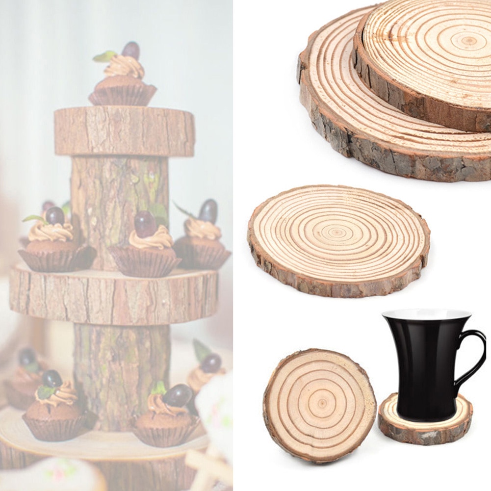 Round Natural Round Wooden Slice Cup Mat Durable Drink Coaster Placemat For Dining Table Mat DIY Tableware Decoration