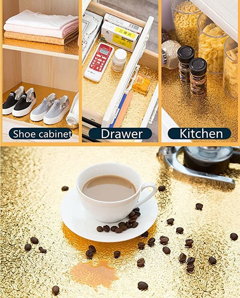 40*100CM Kitchen Oil-proof and Waterproof Self-adhesive Wallpaper Aluminum Foil Self-adhesive Large Drawer Mat Kitchen Tool