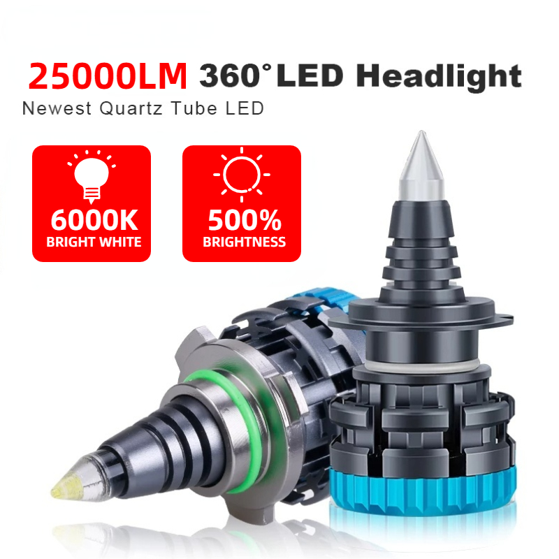 360 Led Quartz Buis Turbo H7 Led Koplamp Bollen 9012 9005 9006 HB3 HB4 H11 H8 Led Auto Lights Projector lamp 120W 25000LM 6000K