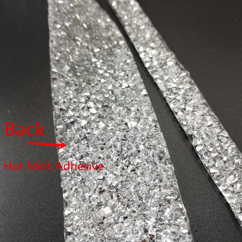 20 CM Lengte Fix Glitter jurk Steentjes Motieven Lint Crystal iron on patches applique hotfix strass 3 cm en 1 cm